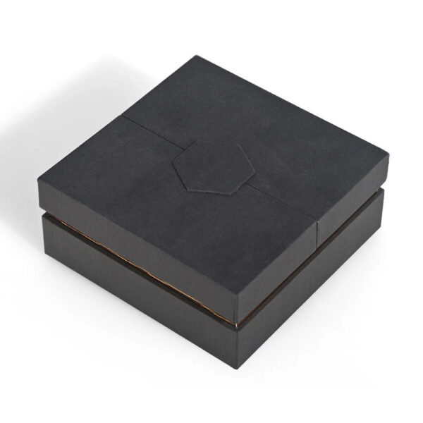 Black Gold Double-Door Rigid Box with Custom Foam Insert