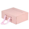 Custom Pink Rigid Gift Box with Ribbon Handles