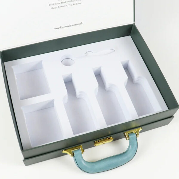Dark Green Gift Suitcase Box with Handle and Molded Insert Dark Green Gift Suitcase Box with Handle and Molded Insert