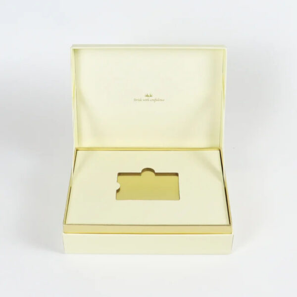 Ivory VIP Card Rigid Presentation Box with Gold Foil Logo Ivory VIP Card Rigid Presentation Box with Gold Foil Logo