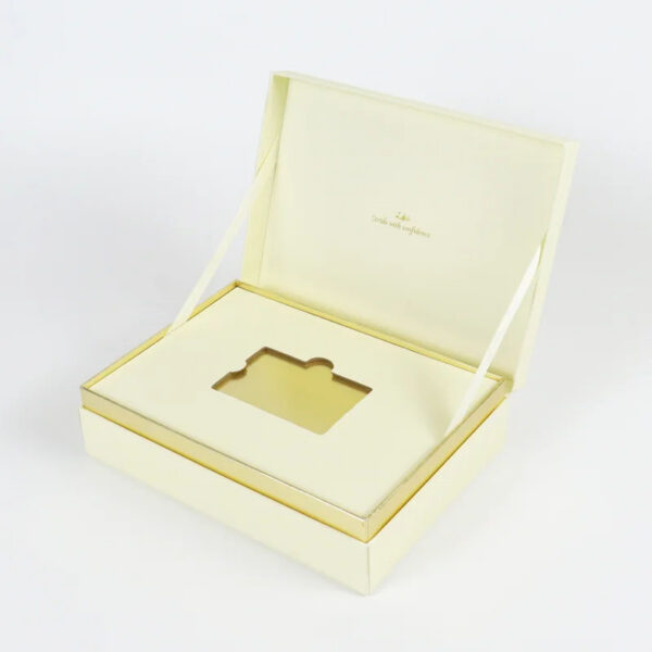 Ivory VIP Card Rigid Presentation Box with Gold Foil Logo Ivory VIP Card Rigid Presentation Box with Gold Foil Logo