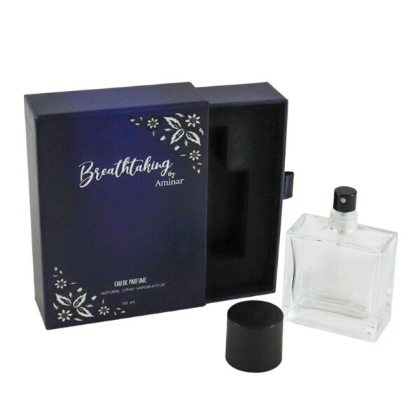 Navy Drawer Perfume Box with Ribbon Pull and Foam Insert Navy Drawer Perfume Box with Ribbon Pull and Foam Insert