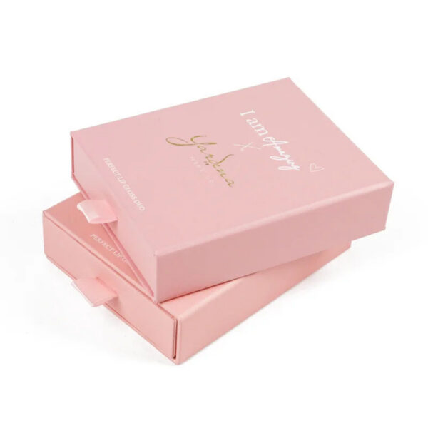 Pink Drawer Lip Gloss Duo Packaging Box with Ribbon Pull Pink Drawer Lip Gloss Duo Packaging Box with Ribbon Pull
