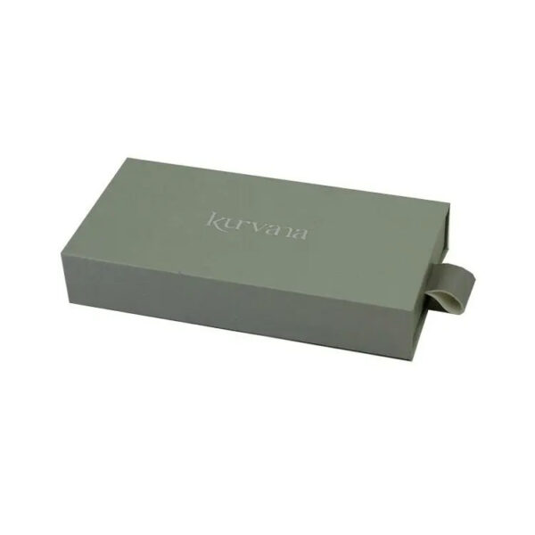 Sage Green Drawer Rigid Gift Box with Ribbon Pull Handle